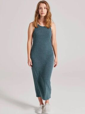 Allbirds Ribbed Tank Midi Dress – Heather Teal Grey – XS